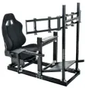 Anman Aluminum Profile Racing Simulator Cockpit with Triple Monitor Mount Black Seat,for Logitech/Thrustmaster/Fanatec Direct Drive Steering Wheel, GPRO T818,Multi Adjustable Universal cockpit