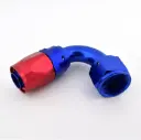 120 Deg. AN Swivel Hose End, Aluminum, Black or Red/Blue, Multiple Sizes