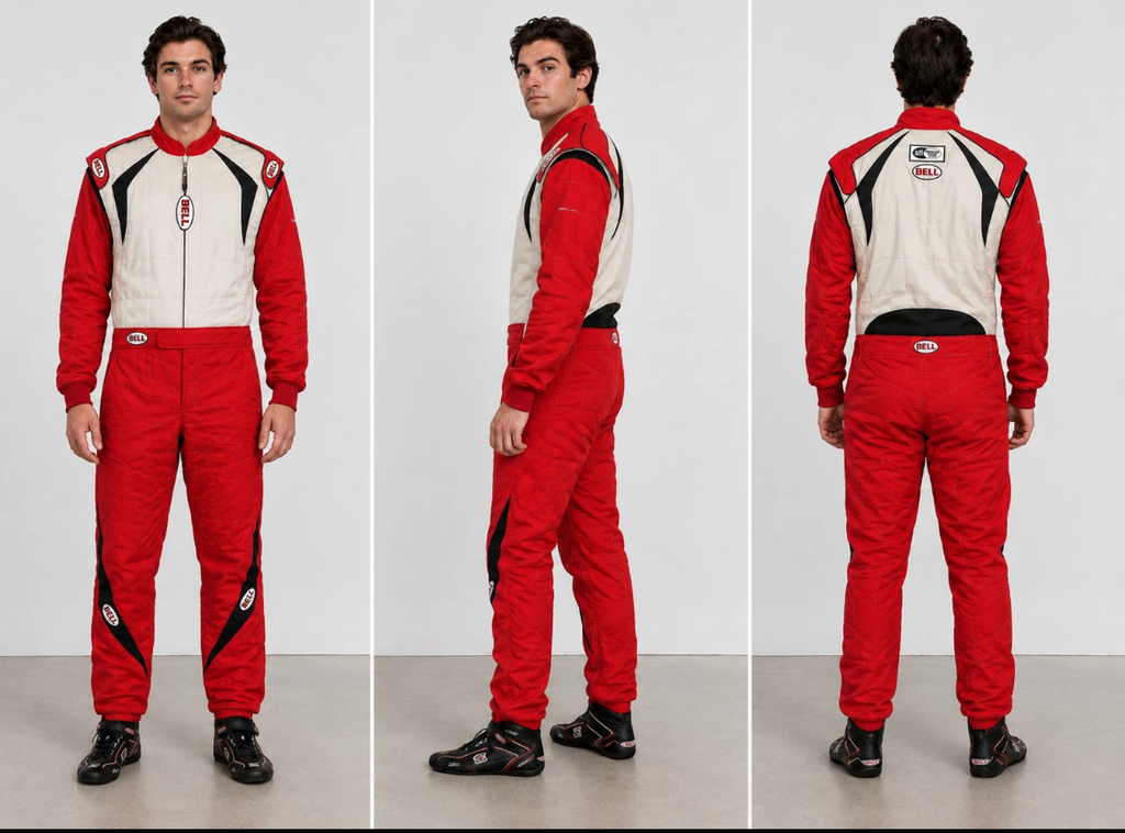 Bell Racing Double Layer Driving Suit Red White SFI 3.2A/5 Fire Suit