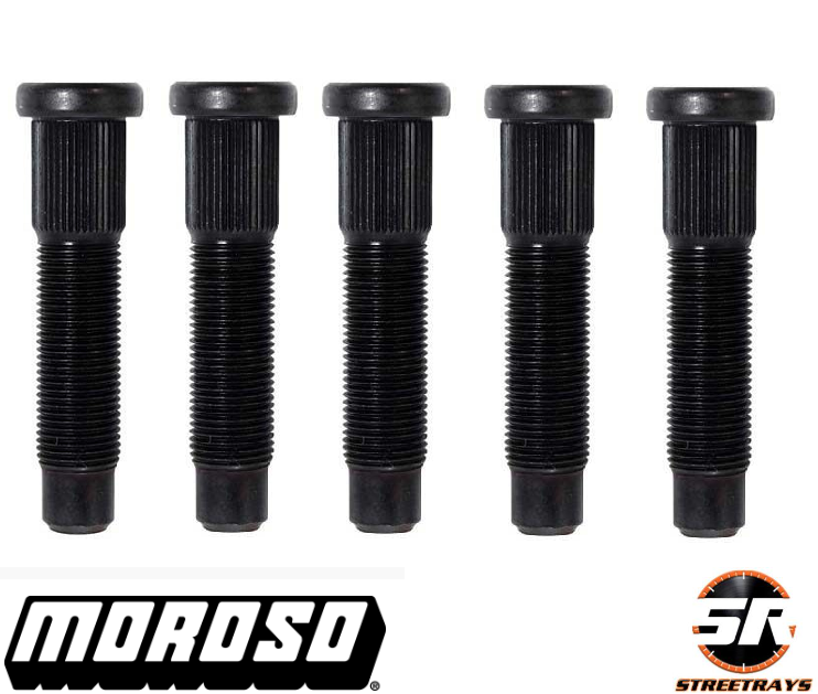 Moroso Wheel Studs, Press-In, 5/8-18 in. x 3 in. Long, .672 in. Diameter Knurl, Set of 5
