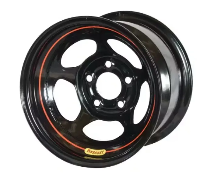 [BAS-58A53] Bassett Wheel, Non-Beadlock, 15x8, 3.000" Backspace, 5 x 5.00" Bolt Pattern, Steel, Black (Five-Spoke Inertia Beaded Series)