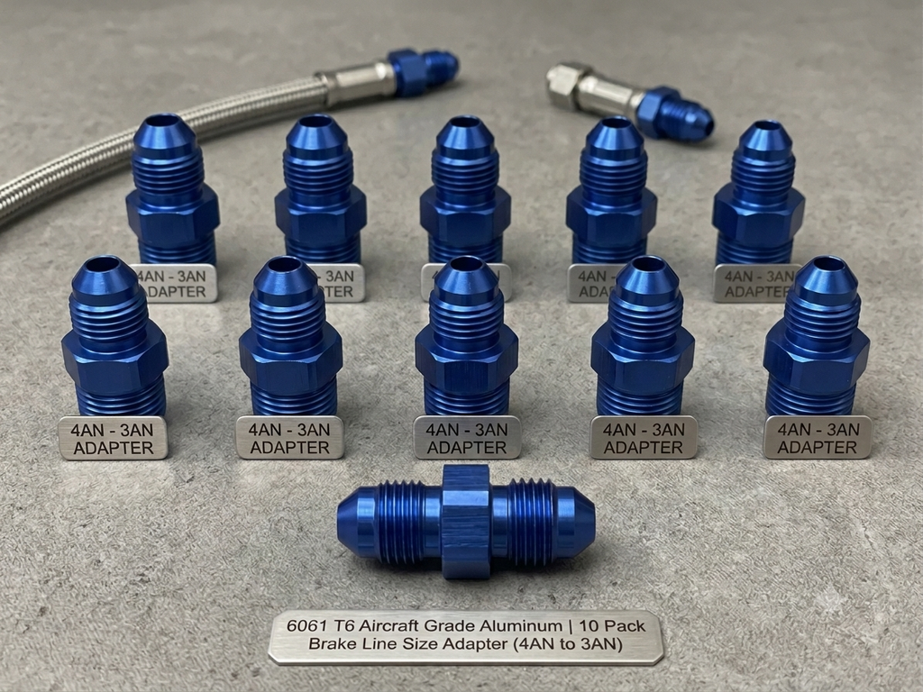 10 Pack, -4AN to -3AN Male Reducers, Blue Anodize