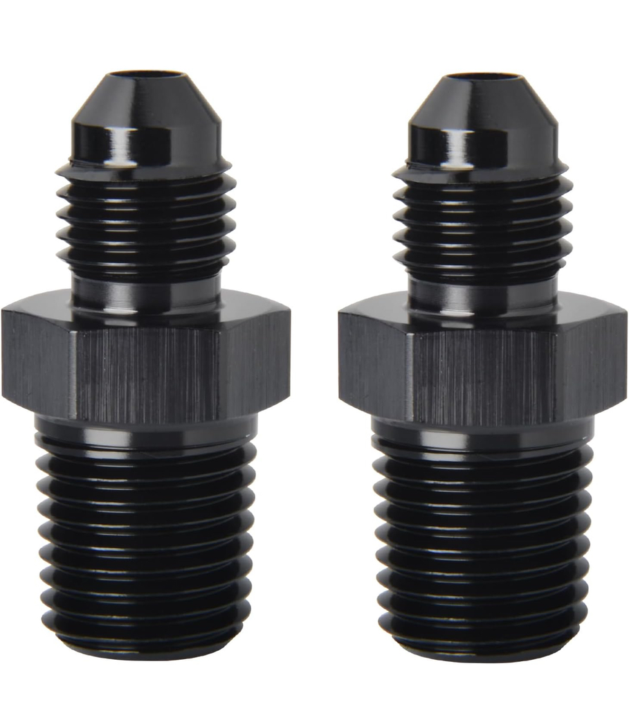 3AN Male Flare to 1/8 NPT Pipe Fitting Adapter Union Connector Straight Aluminum Black, Pack of 2