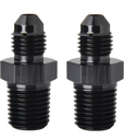 3AN Male Flare to 1/8 NPT Pipe Fitting Adapter Union Connector Straight Aluminum Black, Pack of 2