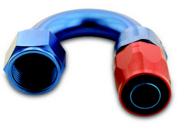 -10 180 deg. Swivel Aluminum Hose End (Red and Blue)