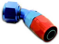 -10 45 deg. Swivel Aluminum Hose End (Red and Blue)