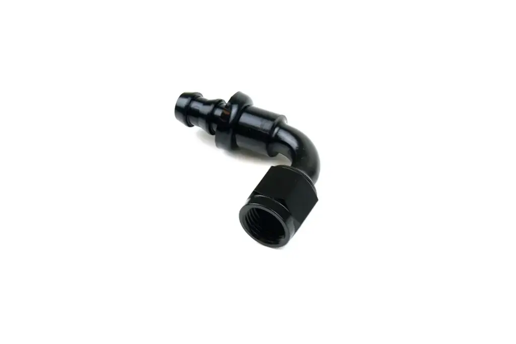 '-10 Push Fit 90 deg. Hose End (Black)