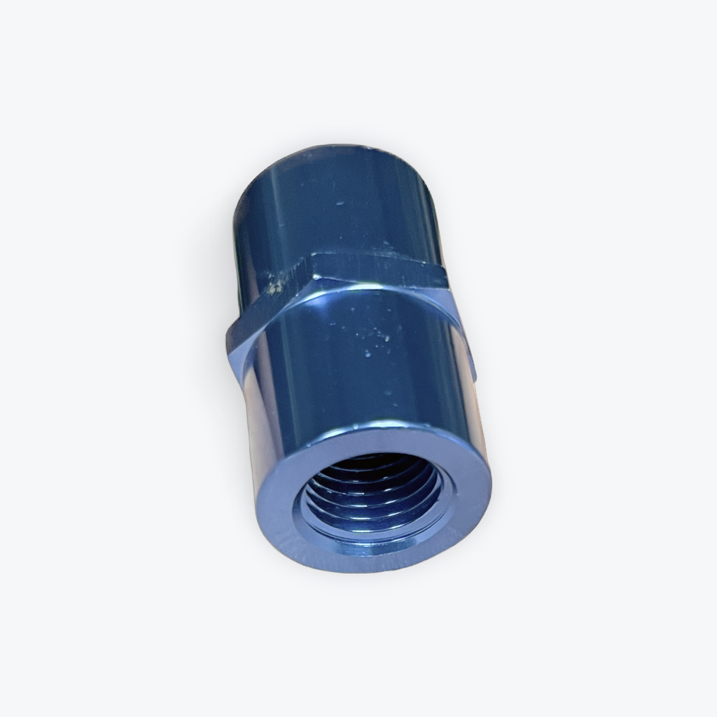 Aluminum Female Pipe Coupler Fitting, 1/2 Inch NPT, Blue Anodized