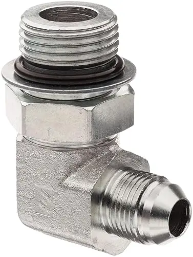 [4/6/6801] 90 deg. Hydraulic Fitting for Replacement of Steel Lines on Mustang Power Steering Rack -4 to 9/16-18