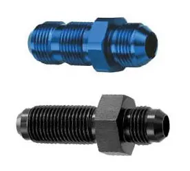 AN Fitting -3 Bulkhead Straight, Blue Anodized Aluminum
