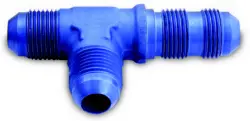 AN Fitting -3 Bulkhead Tee on Run, Blue Anodized Aluminum