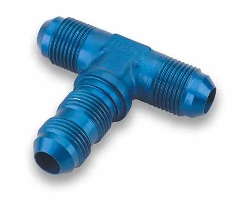 [LIN-83403] AN Fitting -3 Bulkhead Tee, Blue Anodized Aluminum
