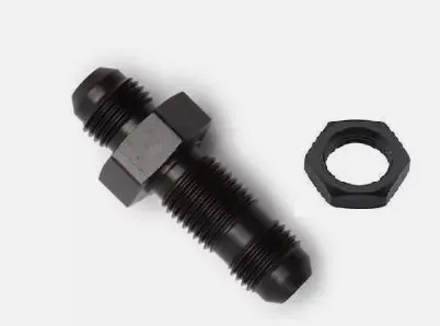 [LIN-83204B] AN Fitting -4 Bulkhead Straight, Black Anodized Aluminum