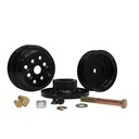 KRC Serpentine Pulley Kit SBC 15% Reduction Kit Includes Upper, Lower Pulley, Crank Hub, and Hardware
