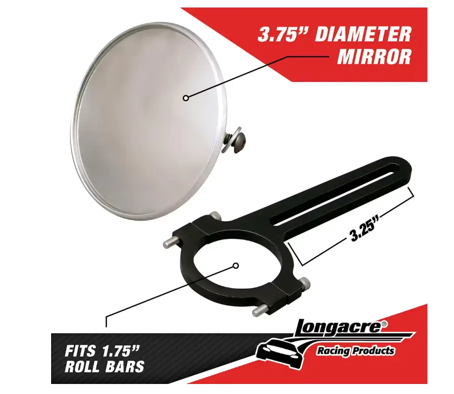 Longacre® Spot Mirror for 1-3/4 Roll Bar