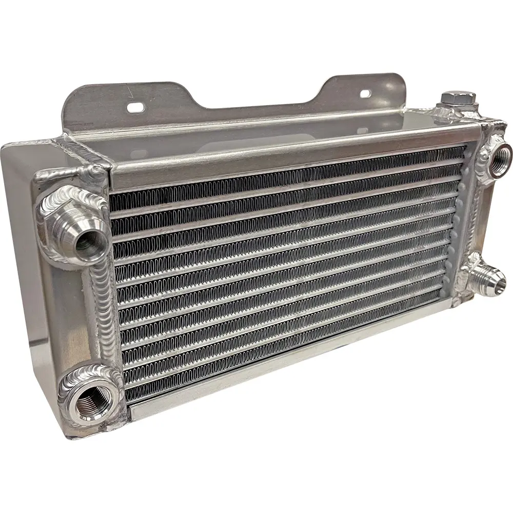 Oil Cooler 15in x 6.5in x 3 1/4in Double Pass Deck Mount Oil Cooler - (2) -12AN, (2) 1/2in NPT
