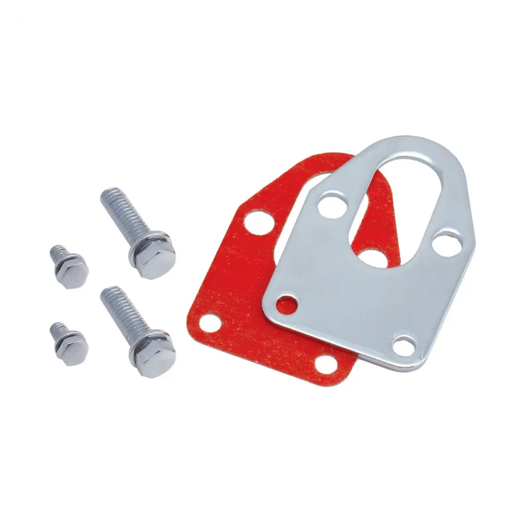 Spectre 42493 Fuel Mounting Plate..SBC..Gasket, Four Bolts and Washers..Triple Chrome Plated Finish