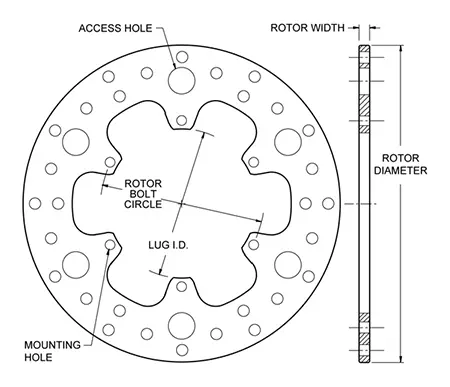 Wilwood Solid Drilled Rotor .35 X 10.25 Dia. .35 Thick, 6 on 5.5 Mount