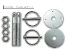 1019-Aluminum Hood Pin Kit (2 1/2"x3 1/2" Aluminum Hood Pins with Scuff Plates, Nuts & Torsion Pins)