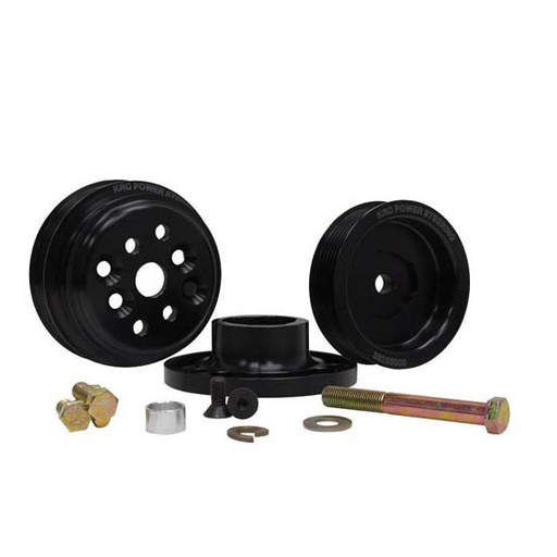 [KRC-36401500] KRC Serpentine Pulley Kit SBC 15% Reduction Kit Includes Upper, Lower Pulley, Crank Hub, and Hardware