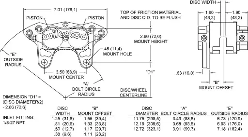[WIL-120-4953] Wilwood NDL Billet Caliper (4) 1.75 Pistons, .38 Rotor, 3.50 Mount