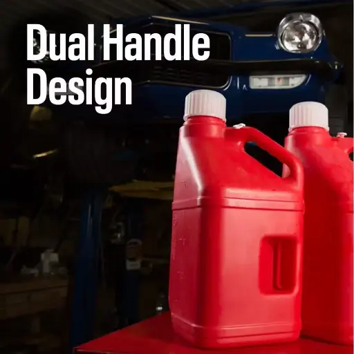 [916-2112] Utility Jugs w/Filler Hose, Red, 5 Gallon, Pair