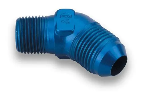 [LIN-82203] AN Fitting -3 to 1/4" Pipe Thread 45 deg., Blue Anodized Aluminum